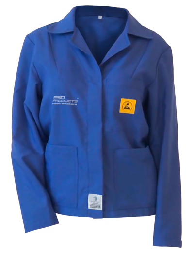 ESD Jacket 1/3 Length ESD Smock Royal Blue Female L Antistatic Clothing ESD Garment